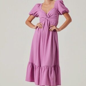 ASTR Orchid Twist-Front Midi Dress